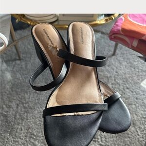 Essentials Black Strappy Mule Sandals